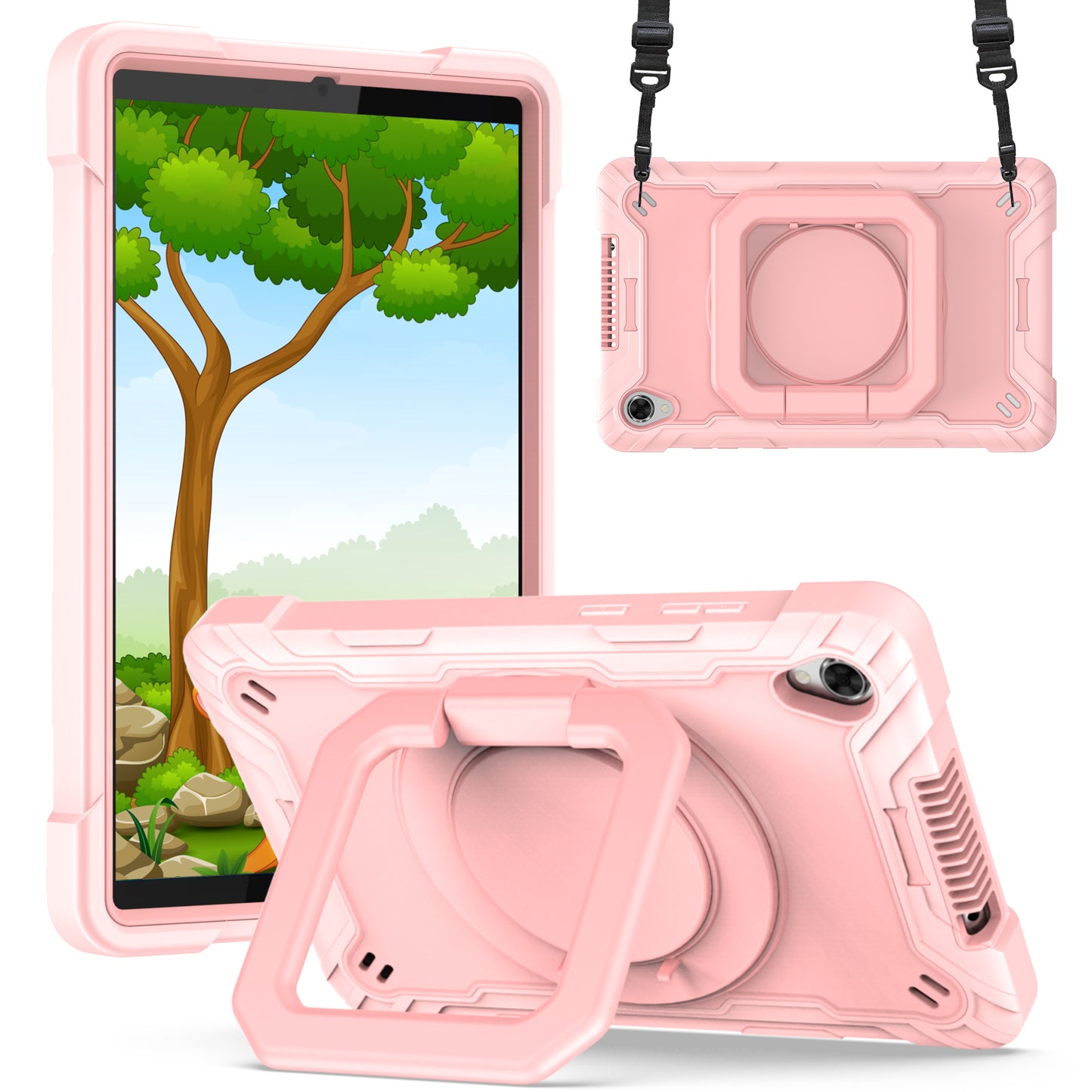 Hit-Color Hook Lenovo Tab M8 (2019) Shockproof Case Rotating Stand Wristband