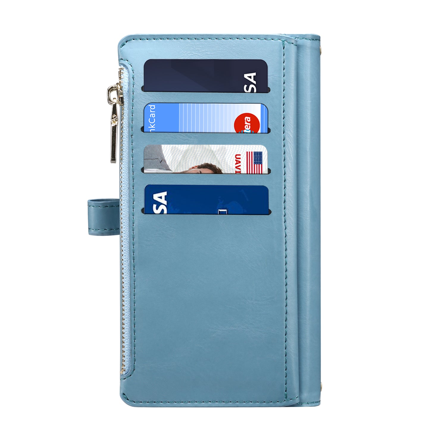 8 Card Slots Astral iPhone XR Leather Case Multi-function Zipper Pouch Strap