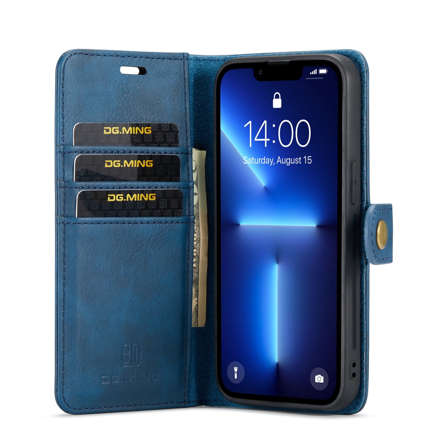 Detachable 2 In 1 iPhone 13 Pro Leather Case Wallet Auto-magnetic Luxury Buckle