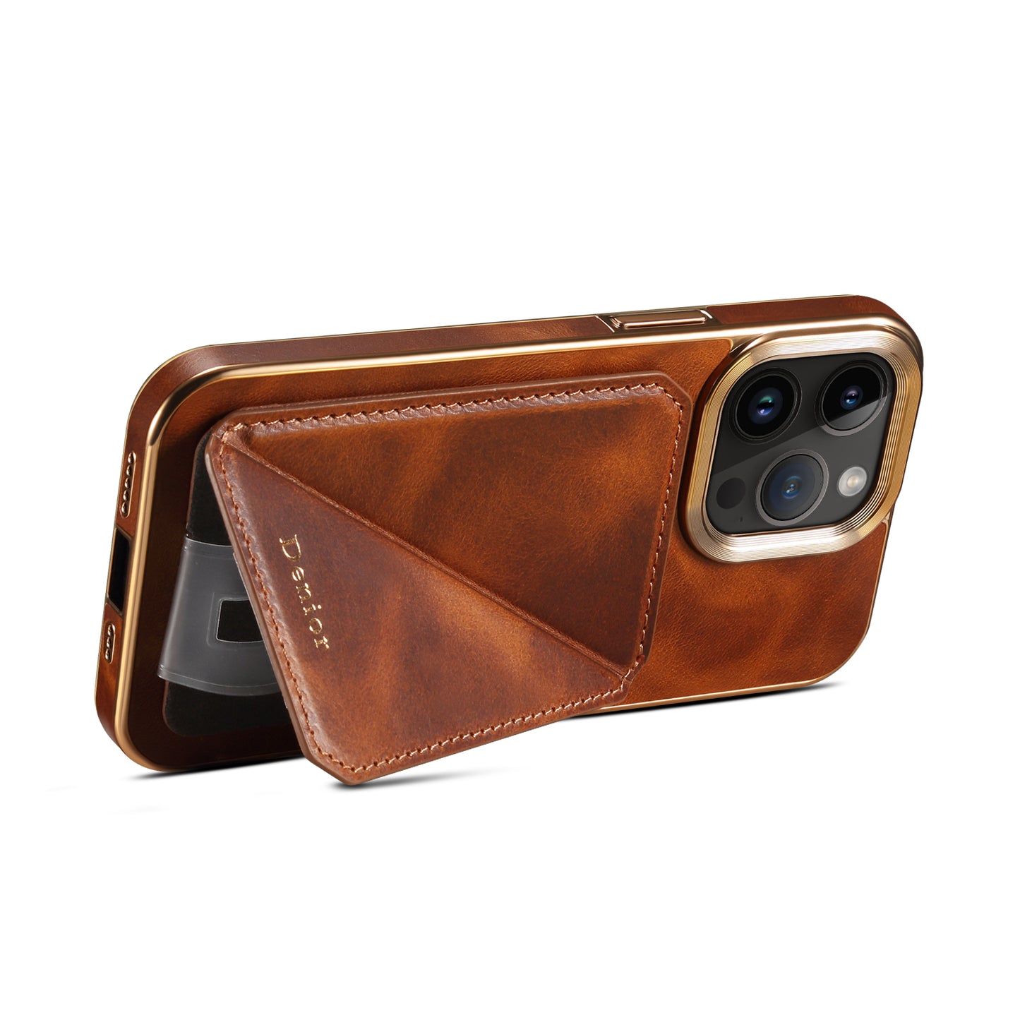 Waxed Cowhide Leather iPhone 14 Transformers Cover Verticle Horizontal Kickstand