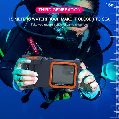 Diving 15 Meters iPhone 12 Pro Max Waterproof Case Bluetooth Camera Controller