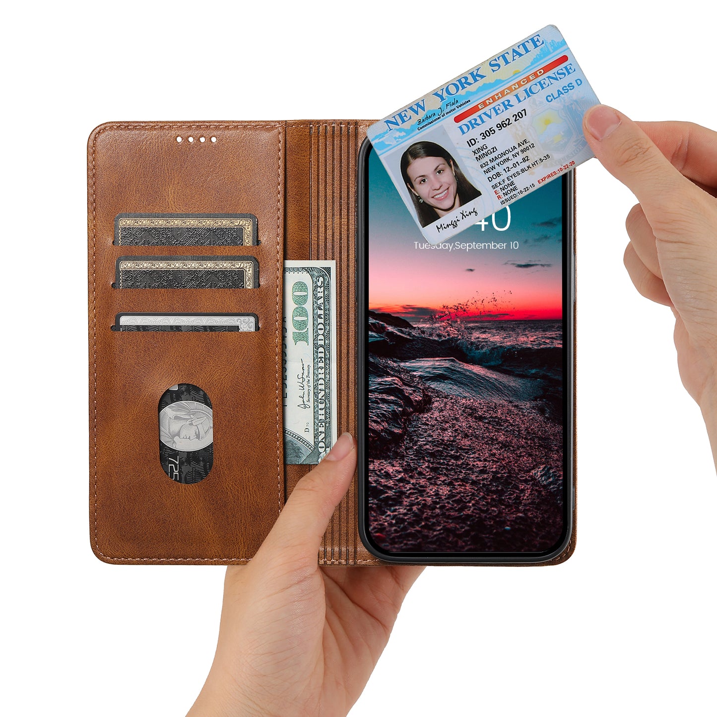 Magic Flip iPhone 13 Pro Max Leather Case RFID Anti-lost Wallet Stand Slim