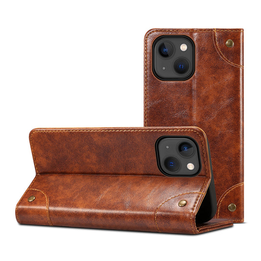 Baroque iPhone 14 Leather Case Magtic Flip Wallet Stand Business RFID