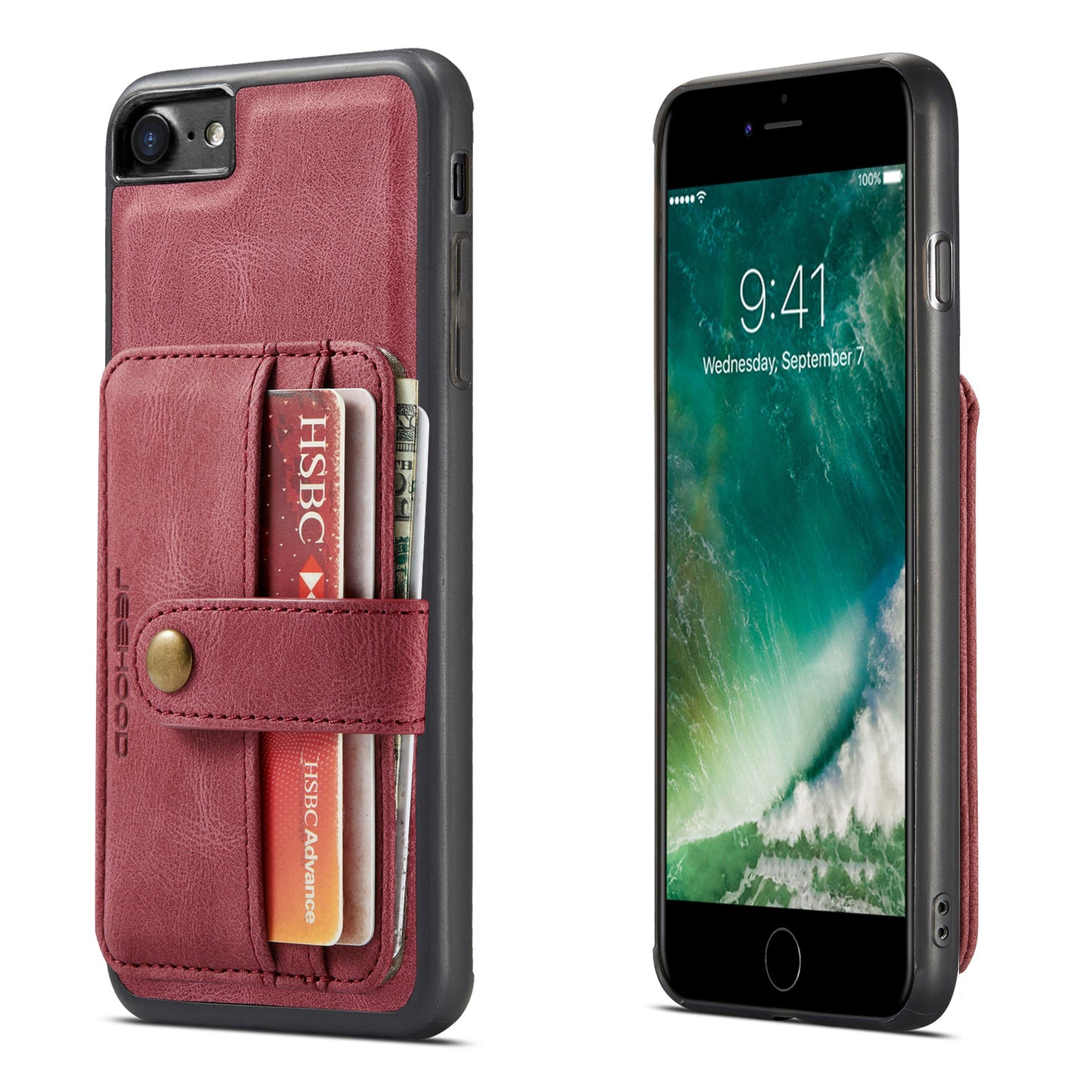 Magnetic Detachable Card Holder iPhone 8 Leather Cover RFID Back Kickstand