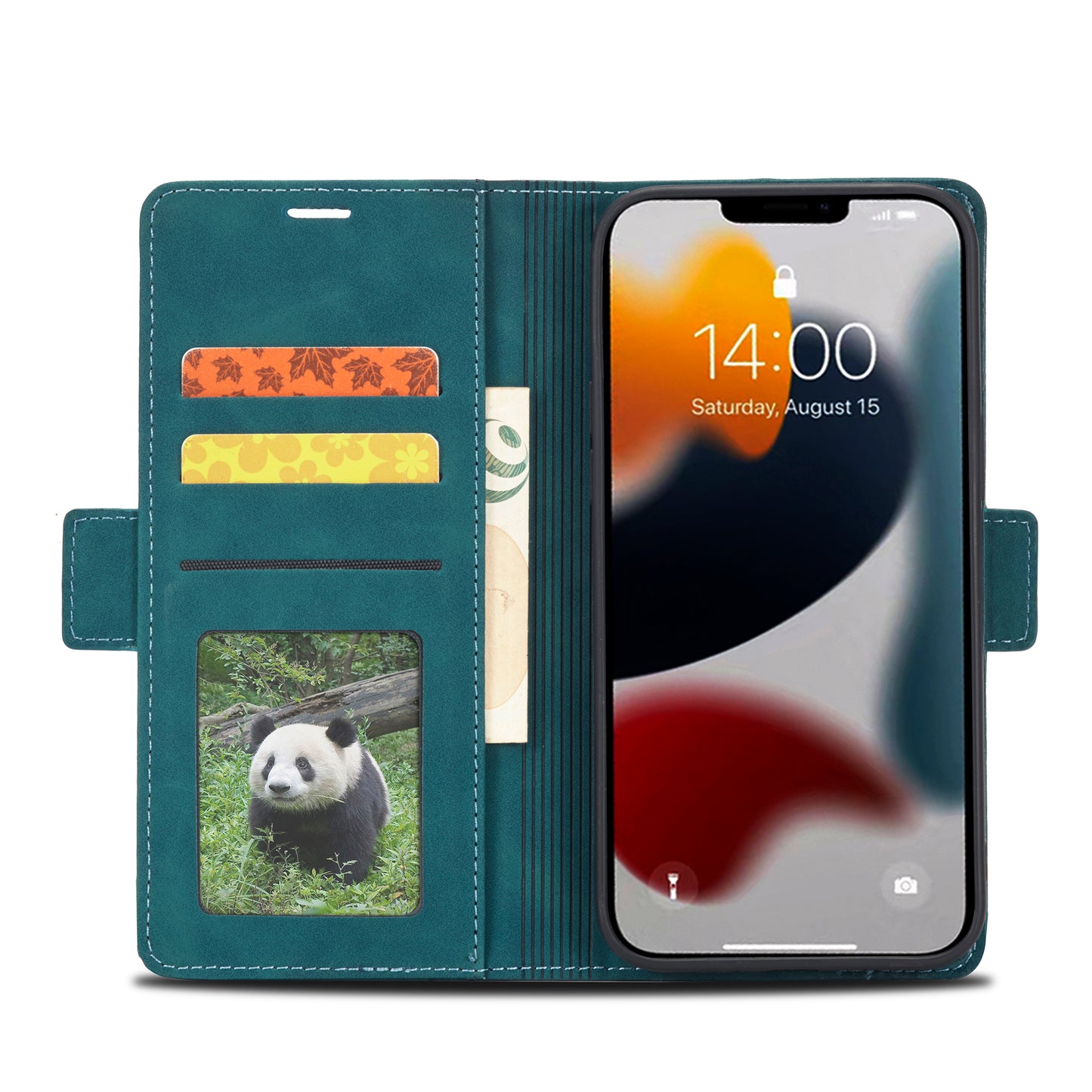 Tower Buckle iPhone 14 Leather Case Frosted TPU Magnetic Wallet Stand