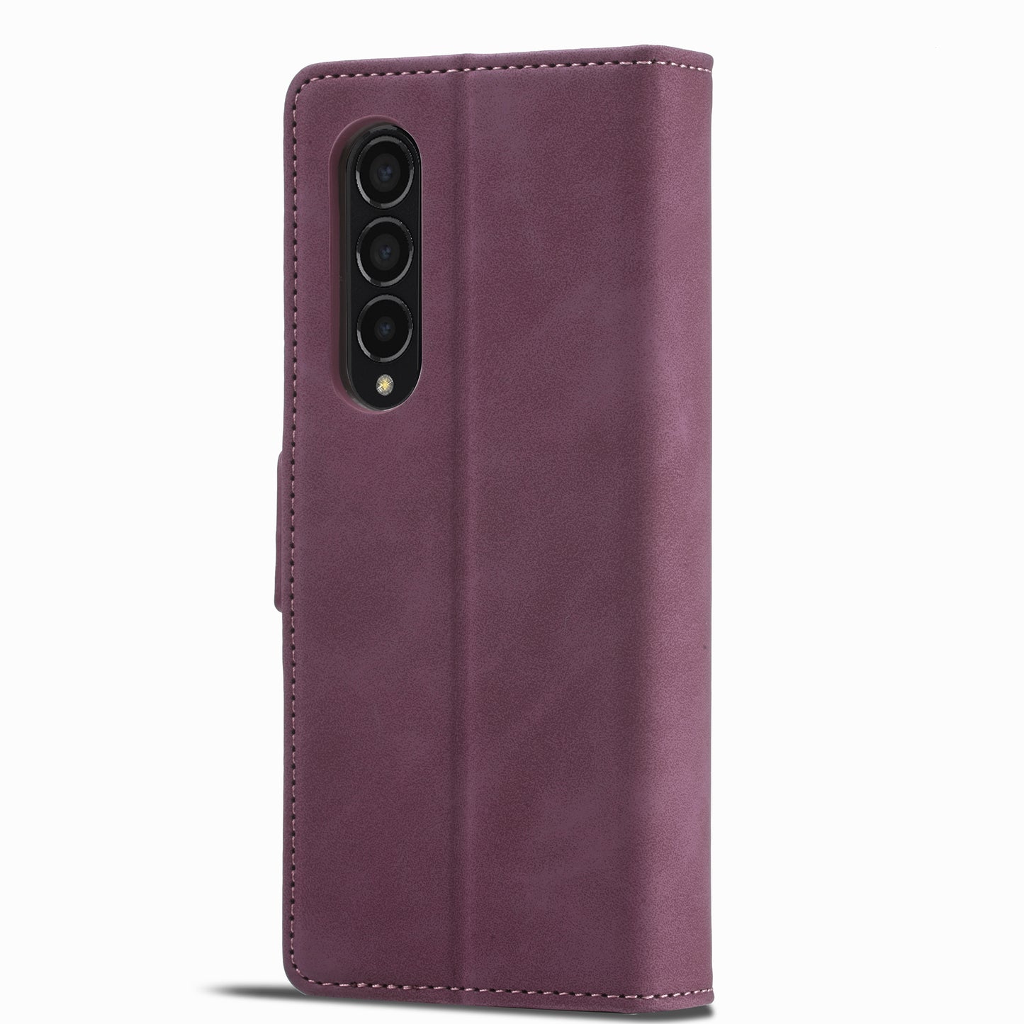 Tower Buckle Galaxy Z Fold4 Leather Case Frosted TPU Magnetic Wallet Stand