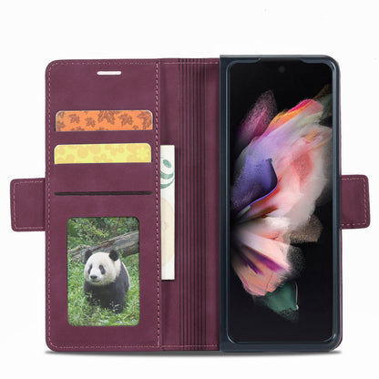 Tower Buckle Galaxy Z Fold4 Leather Case Frosted TPU Magnetic Wallet Stand