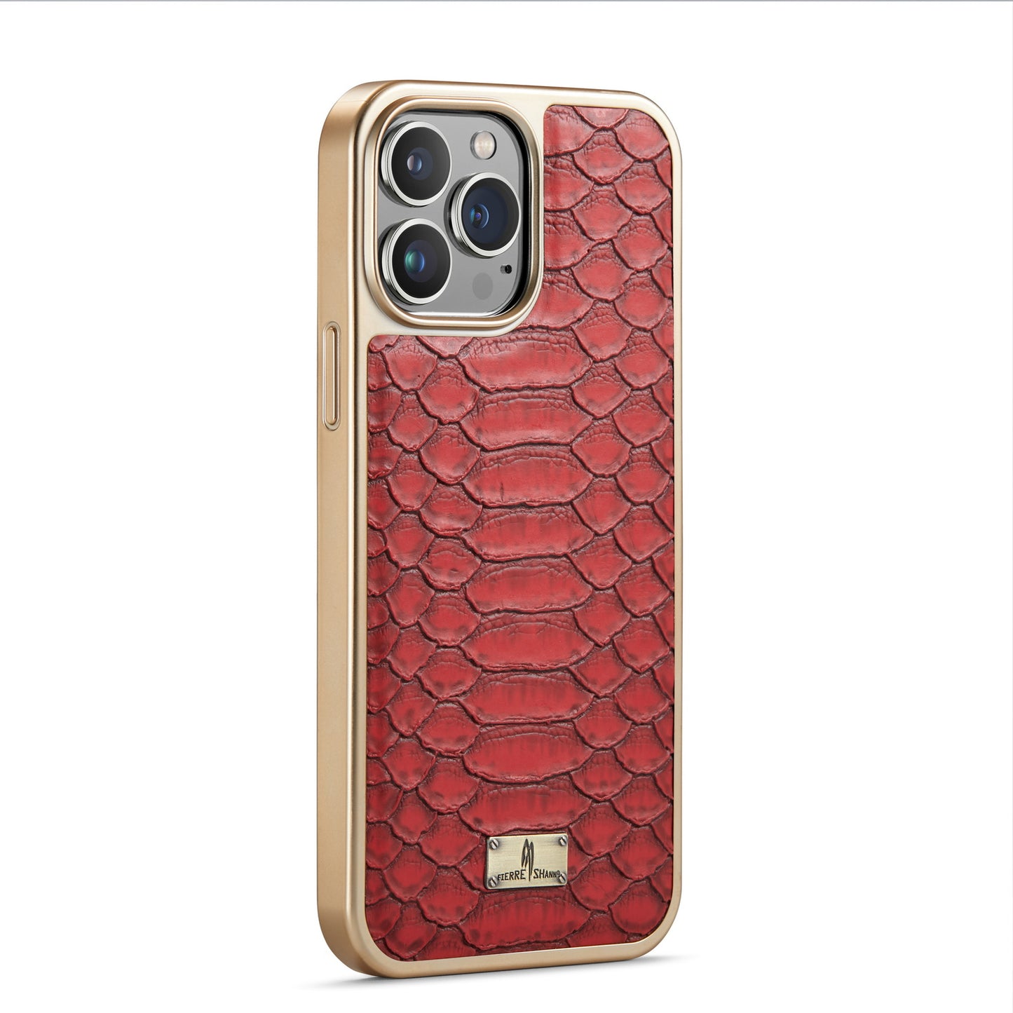 Plated Luxury iPhone 14 Boa Constrictor Leather Case Back PC Chrome