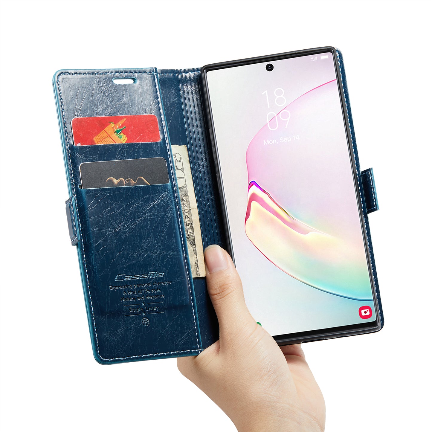 Luxury Retro Galaxy Note10+ Leather Case Sturdy Shiny Flip Stand Magnetic Business