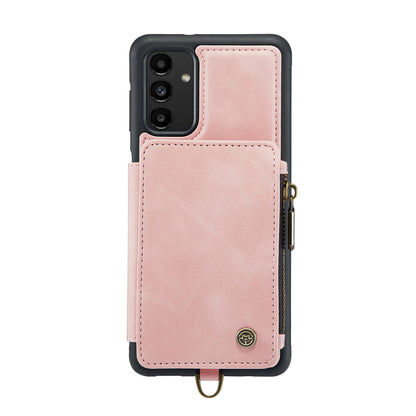 Wrist Strap Anti-theft Galaxy A04 Leather Cover Back RFID Blocking Card Holder Zipper