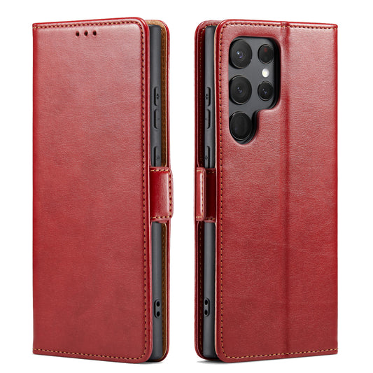 PU Leather Galaxy S23 Ultra Flip Case Wallet Stand Texture Deluxe