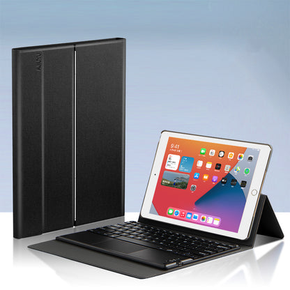 Metal Hinge iPad 7 Touchpad Keyboard Case with Backlit Detachable Slik Leather