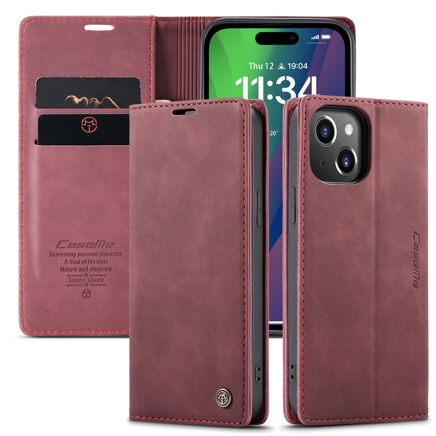 Book Classical iPhone 15 Plus Leather Case Retro Slim Wallet Stand