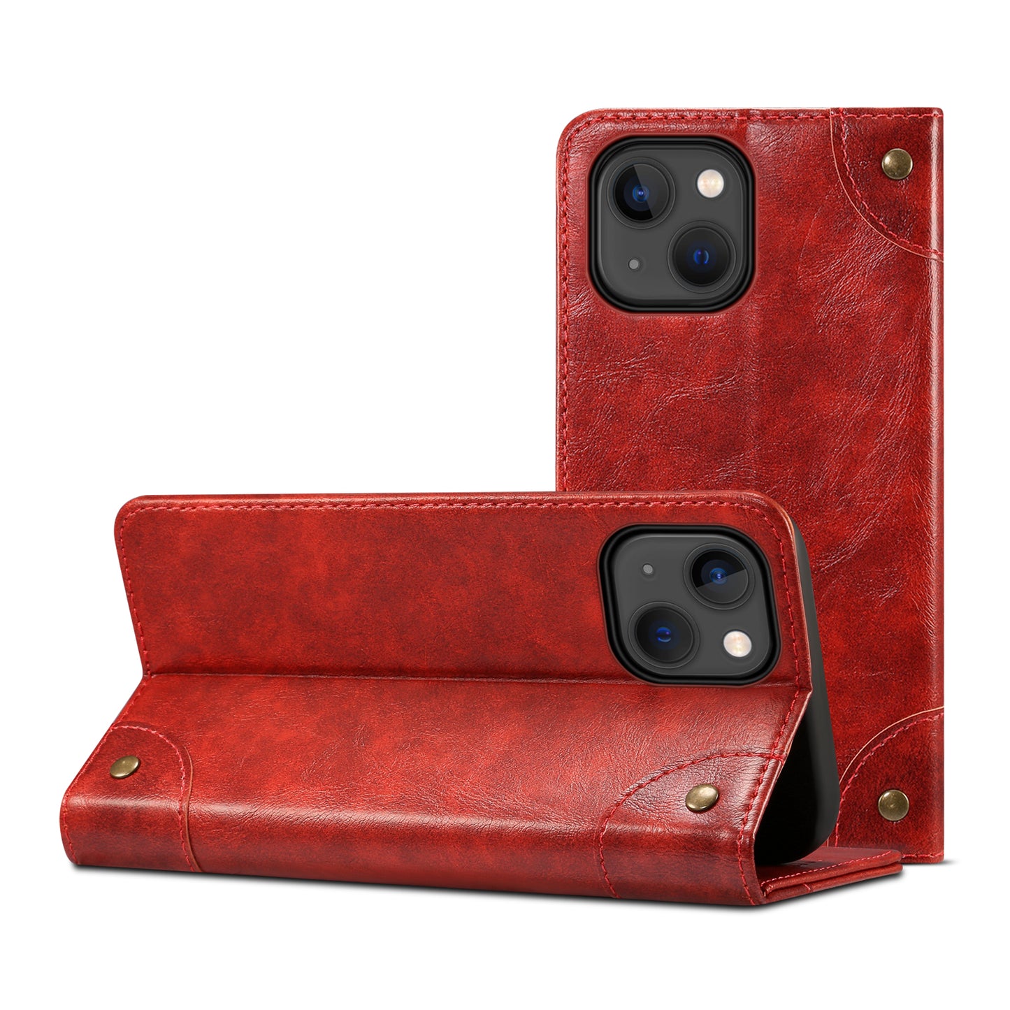 Baroque iPhone 14 Leather Case Magtic Flip Wallet Stand Business RFID