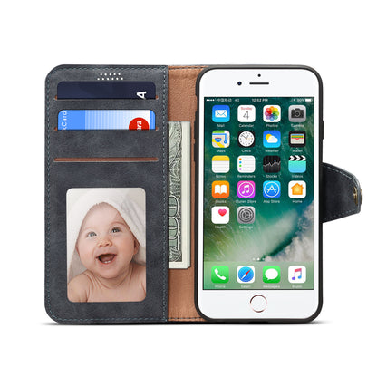 Photo Frame Wallet iPhone SE 2022 Leather Case Retro Kickstand with Button