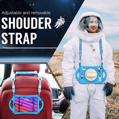 Spaceman iPad Mini 6 Case 360 Rotating Hand Strap Removable Shoulder Strap