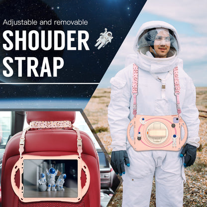 Spaceman iPad Air 4 Case 360 Rotating Hand Strap Removable Shoulder Strap