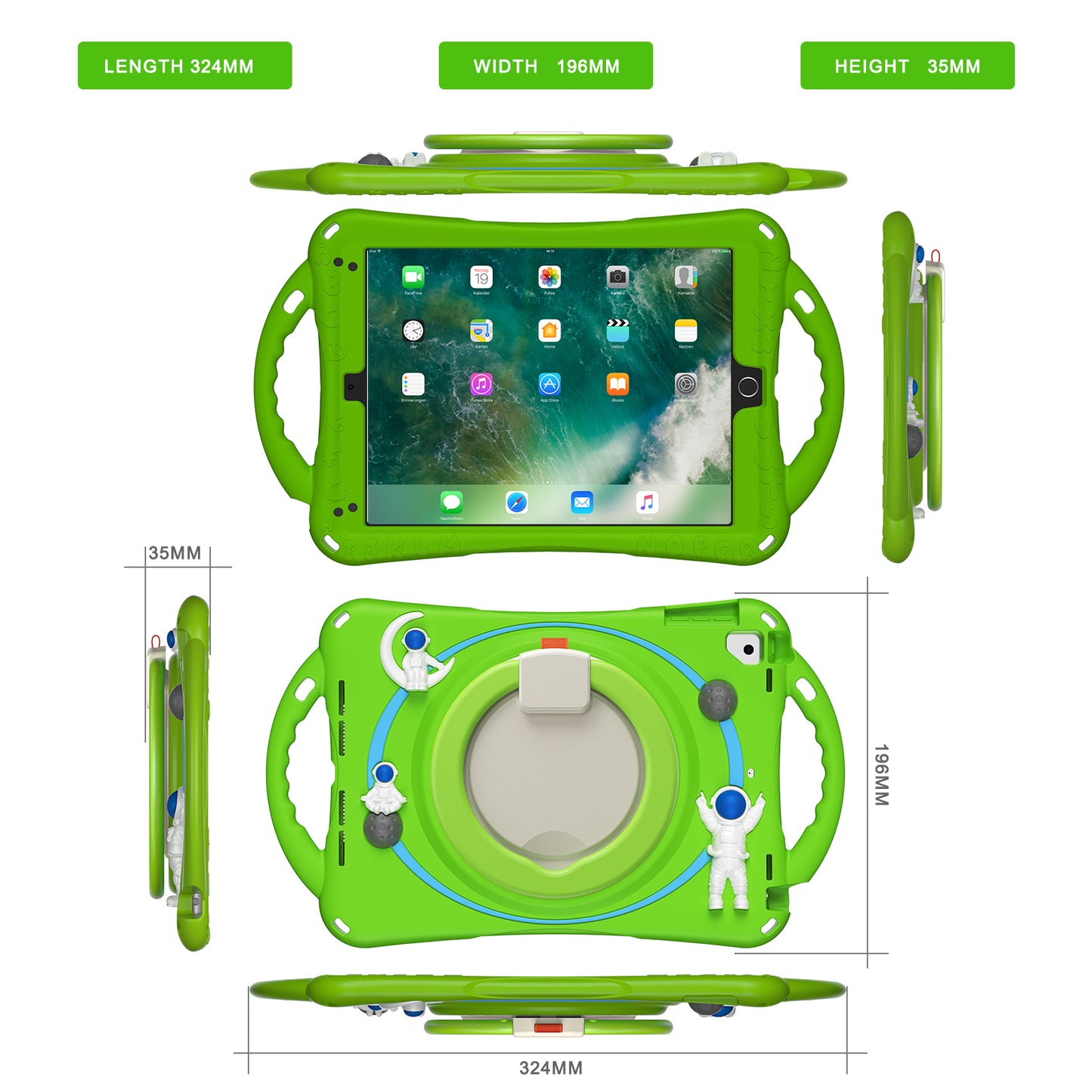 Astronaut iPad 6 Case 360 Rotating Folding Handle Grip Landing Buffer