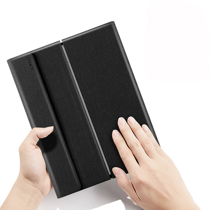 Metal Hinge iPad 6 Touchpad Keyboard Case with Backlit Detachable Slik Leather