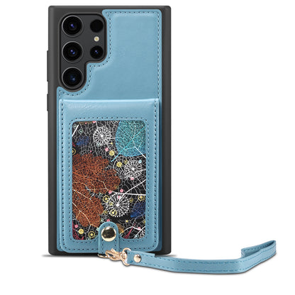 Interstellar Expanse Galaxy S23 Ultra Leather Cover Flip Wallet Stand with Shoulder Strap