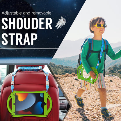 Spaceman iPad 7 Case 360 Rotating Hand Strap Removable Shoulder Strap