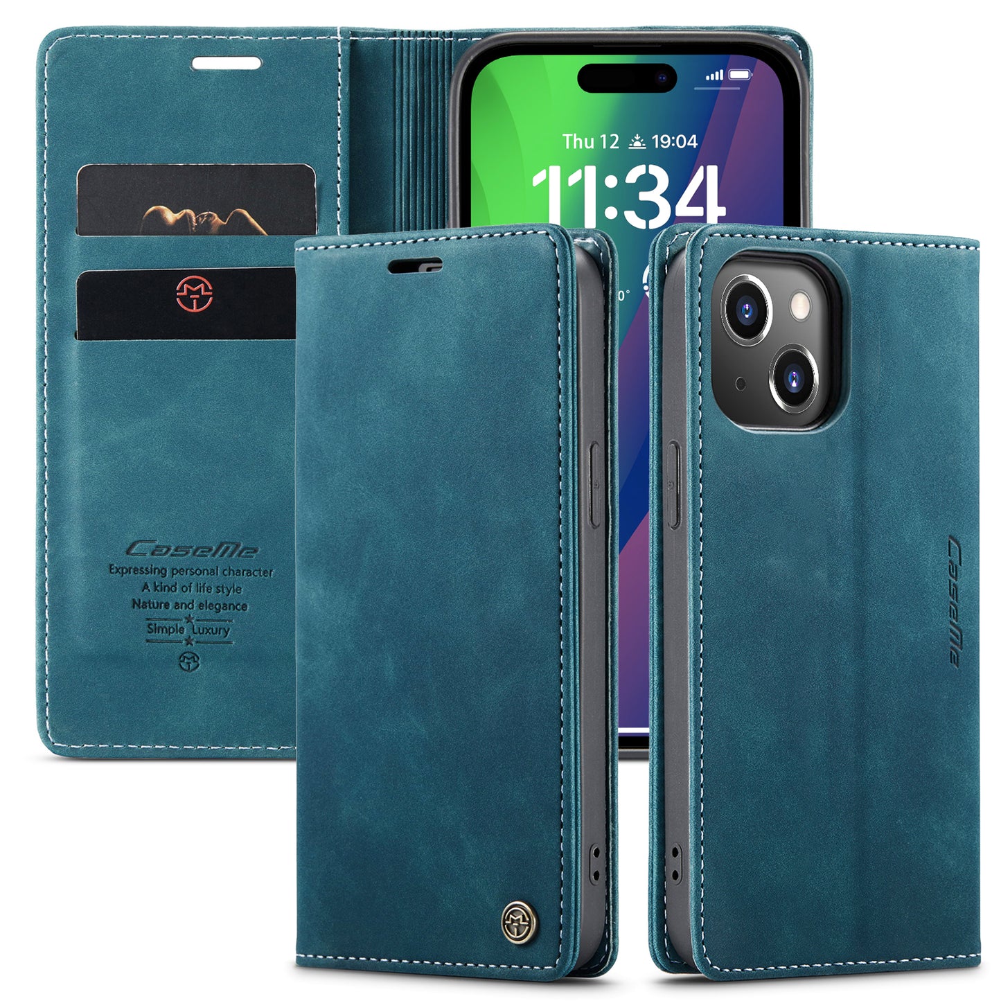 Book Classical iPhone 15 Plus Leather Case Retro Slim Wallet Stand