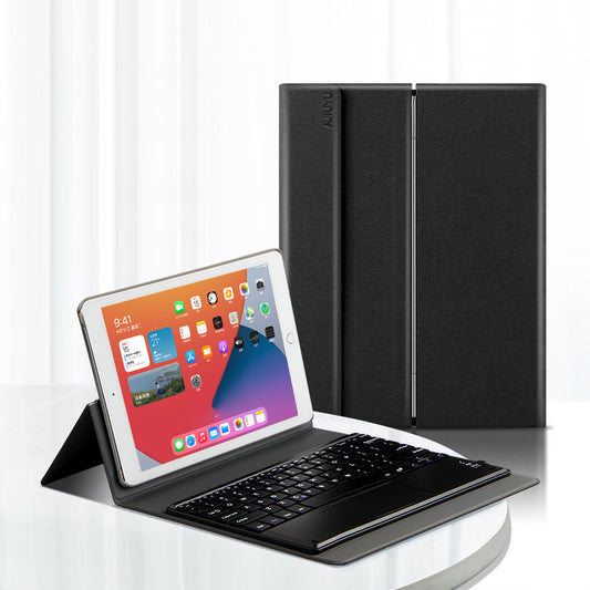 Metal Hinge Apple iPad 8 Keyboard Case with Touchpad Detachable Slik Leather