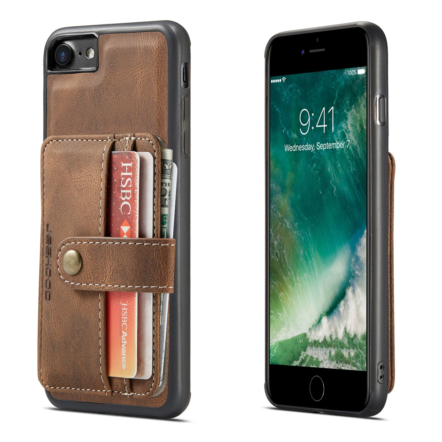 Magnetic Detachable Card Holder iPhone 8 Leather Cover RFID Back Kickstand