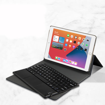 Metal Hinge iPad 8 Touchpad Keyboard Case with Backlit Detachable Slik Leather