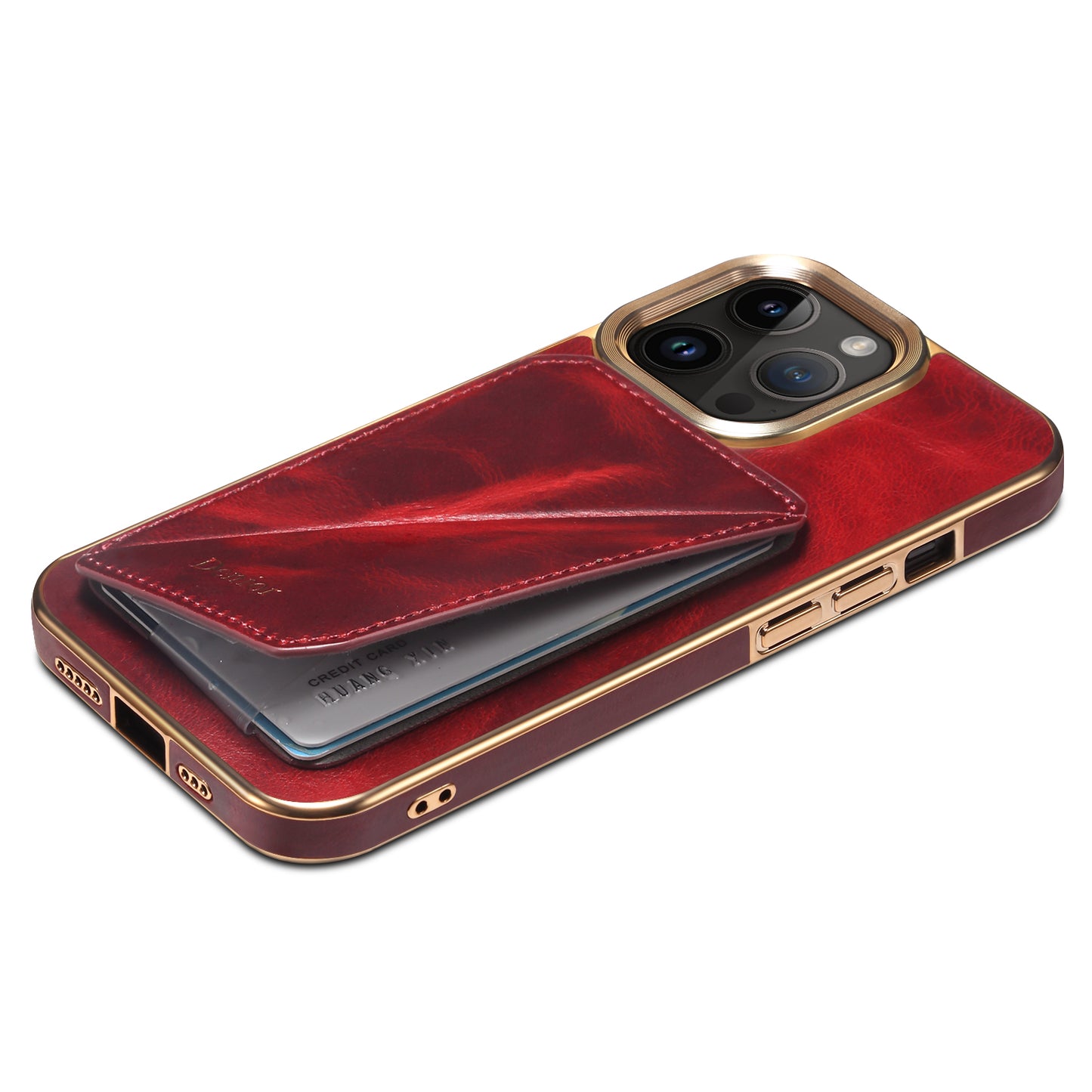 Waxed Cowhide Leather iPhone 15 Pro Transformers Cover Verticle Horizontal Kickstand