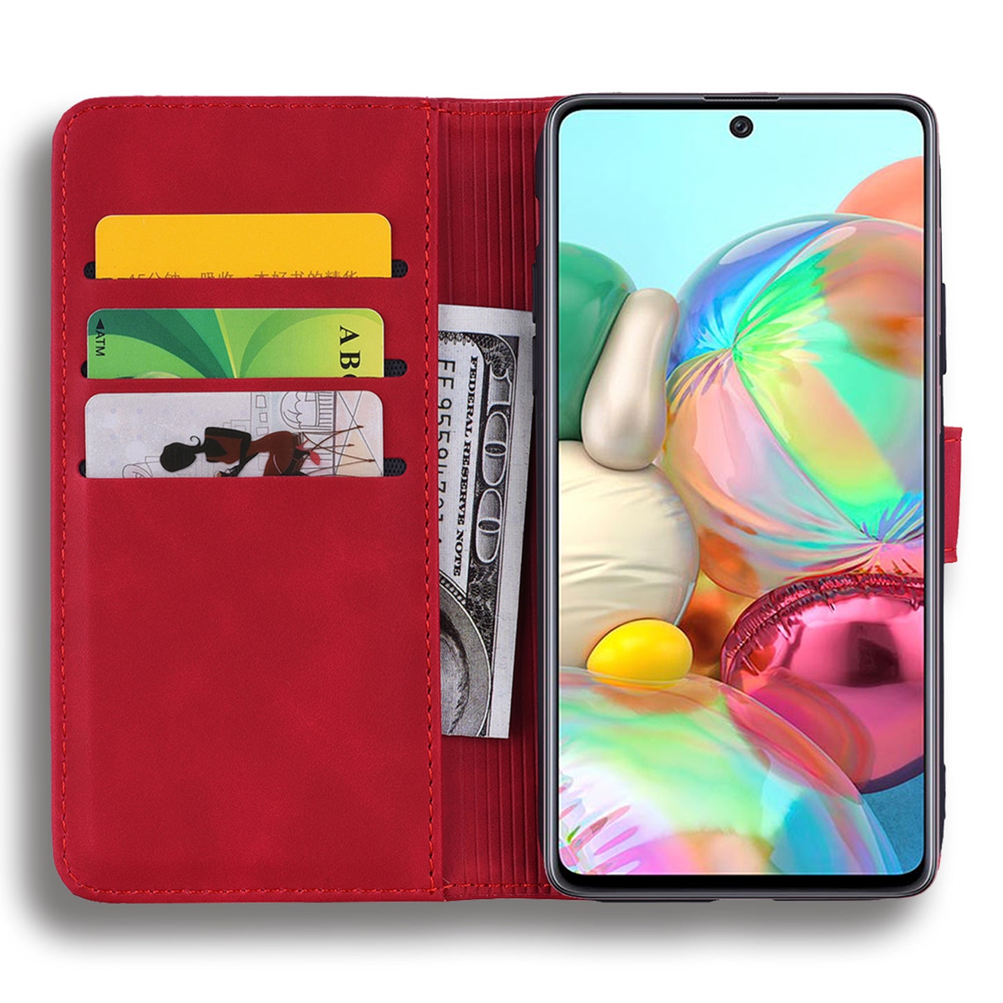 Double Hem Galaxy A51 Leather Case Embossing Sunflower Wallet Foldable Stand