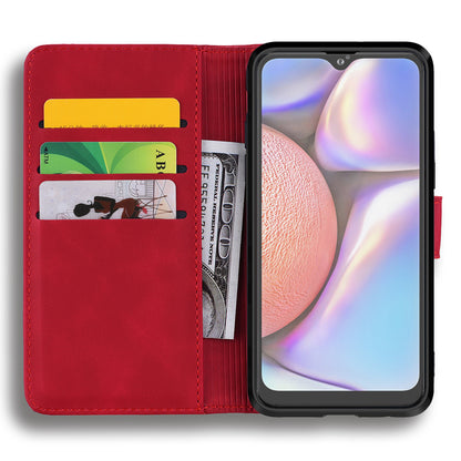 Double Hem Galaxy A10 Leather Case Embossing Sunflower Wallet Foldable Stand