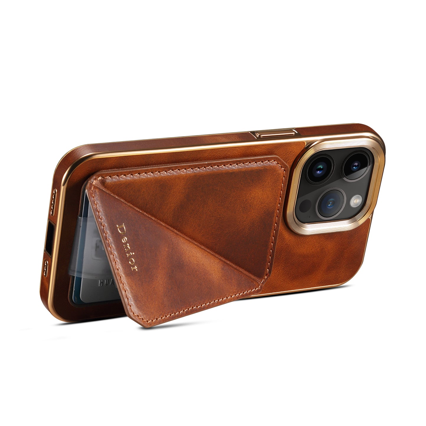 Waxed Cowhide Leather iPhone 15 Plus Transformers Cover Verticle Horizontal Kickstand