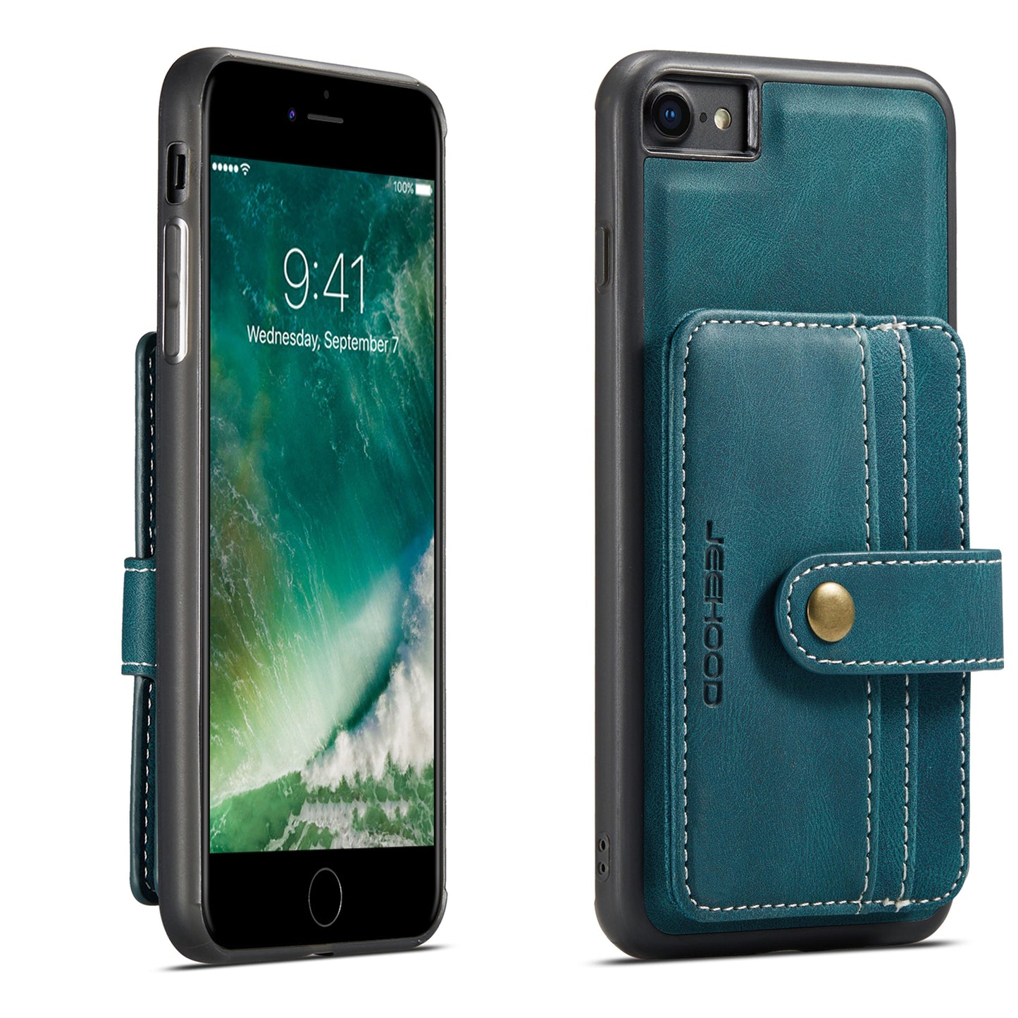 Magnetic Detachable Card Holder iPhone 7 Leather Cover RFID Back Kickstand