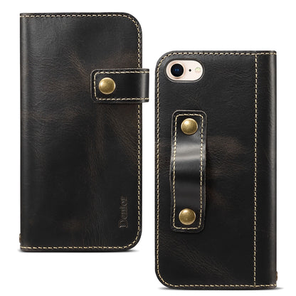 Waxed Cowhide Leather iPhone SE 2020 Magnetic Buckle Case Wallet Stand