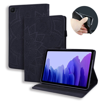 Double Hem Galaxy Tab A7 Leather Case Embossing Sunflower Wallet Foldable Stand