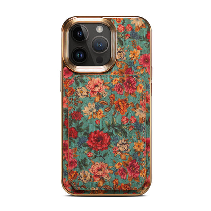 Moslem Flowers Wood iPhone 14 Pro Max Transformers Cover Verticle Horizontal Kickstand