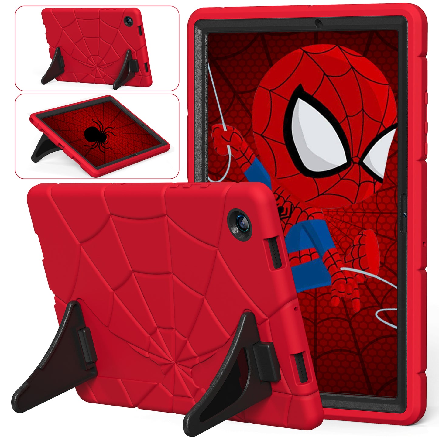 Spider Eye Galaxy Tab A8 Shockproof Case Silicone PC Case Kids Built-in Kickstand