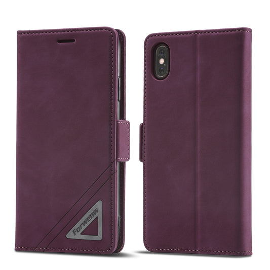 Tower Buckle iPhone Xs Max Leather Case Frosted TPU Magnetic Wallet Stand