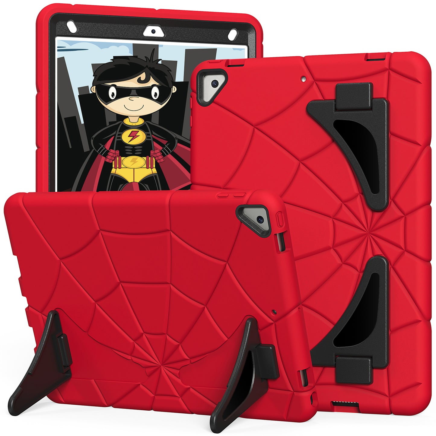 Spider Eye iPad 8 Shockproof Case Silicone PC Case Kids Safe Built-in Kickstand