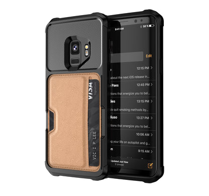 Car Magnetism Galaxy S9 TPU Cover with Leather Card Holder Slim