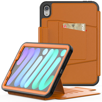 Smart Multiple iPad Mini 6 Shockproof Case Leather Wallet Stand with Pencil Holder