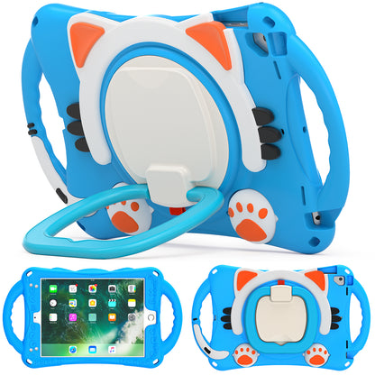 Stereoscopic Cat iPad Air 2 Silicone Case Kids Safe Rotating Folding Handle Grip