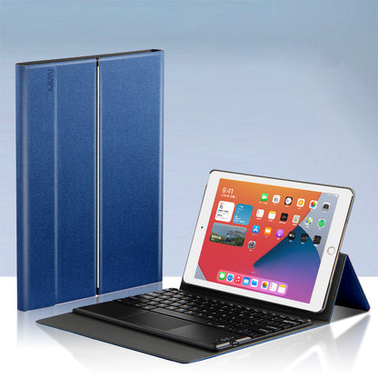 Metal Hinge iPad 7 Touchpad Keyboard Case with Backlit Detachable Slik Leather