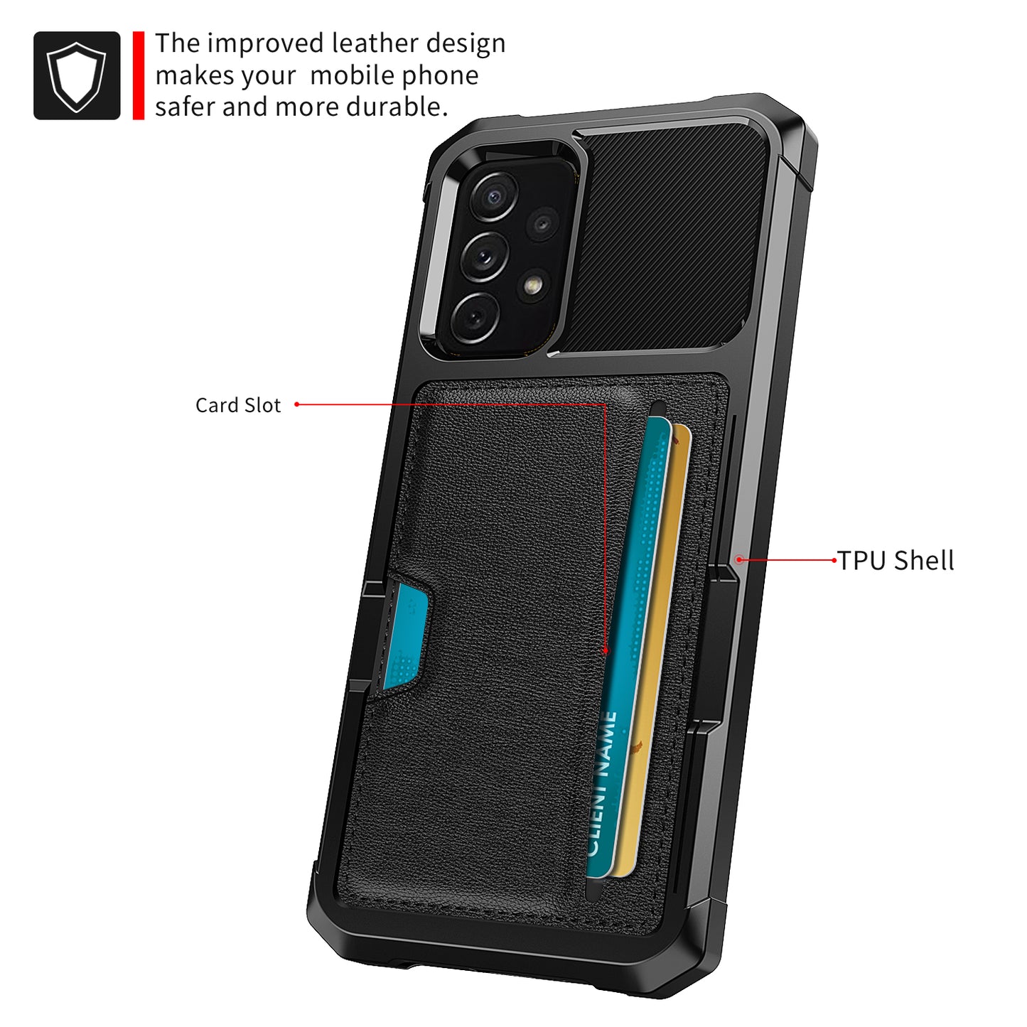 Car Magnetism Galaxy A13 TPU Cover with Leather Card Holder Slim