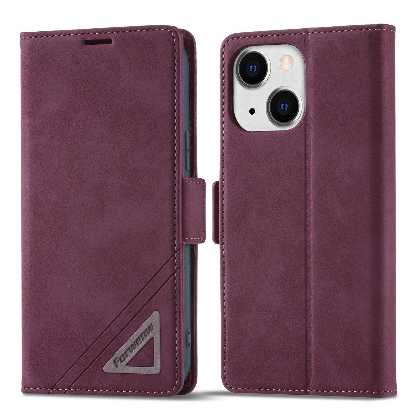 Tower Buckle iPhone 13 Leather Case Frosted TPU Magnetic Wallet Stand