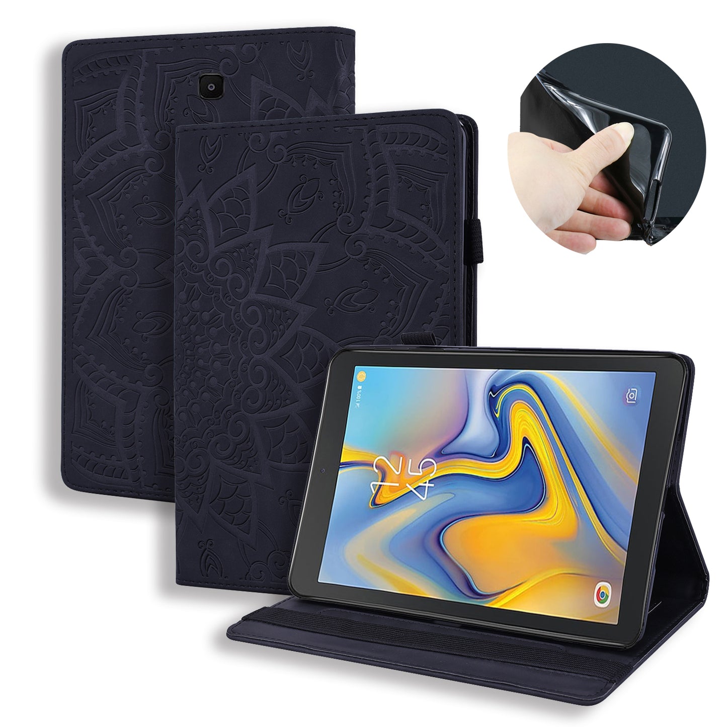 Double Hem Galaxy Tab A 8.4 (2020) Leather Case Embossing Sunflower Wallet Foldable Stand