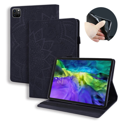 Double Hem iPad Pro 11 (2022) Leather Case Embossing Sunflower Wallet Foldable Stand