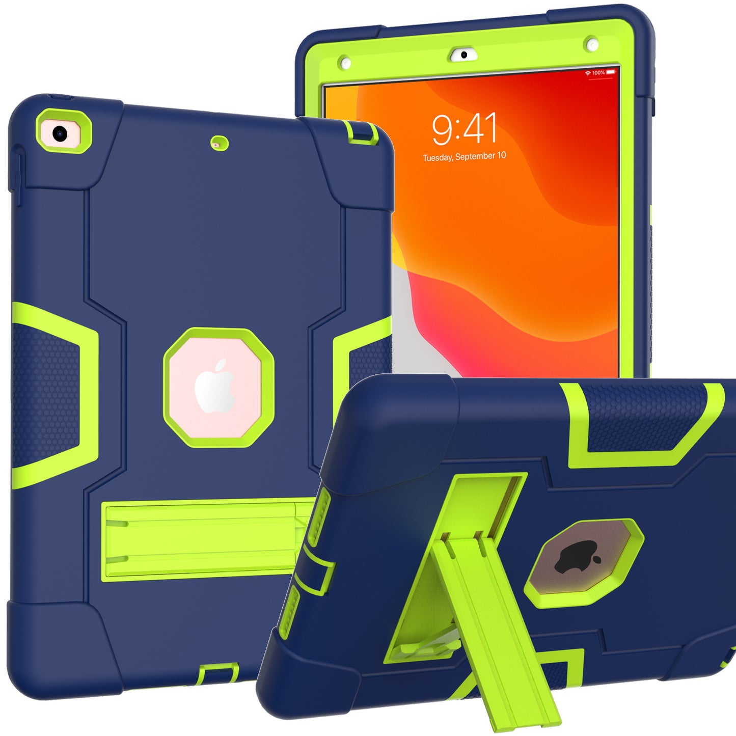 Contrast Armor iPad 7 Shockproof Case Silicone PC Full Protection Tri-layer Stand