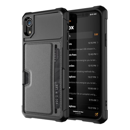 Car Magnetism iPhone XR TPU Cover with Leather Card Holder Slim